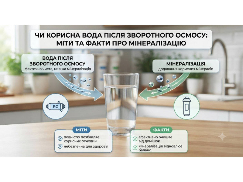 Чи корисна вода після зворотного осмосу: міфи та факти про мінералізацію